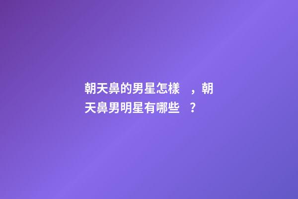 朝天鼻的男星怎樣，朝天鼻男明星有哪些？